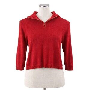 Red Studio Works Partial Zip Women's Size 2X Long Sleeve Sweater